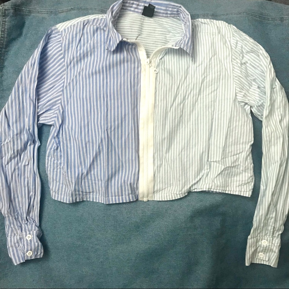 Split Zipper Collared Shirt - Picture 3 of 4